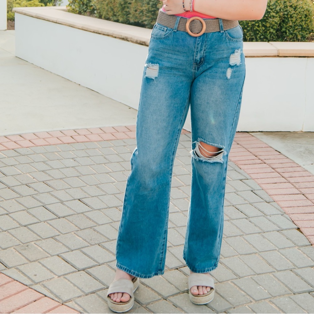 Distressed Blue Jeans